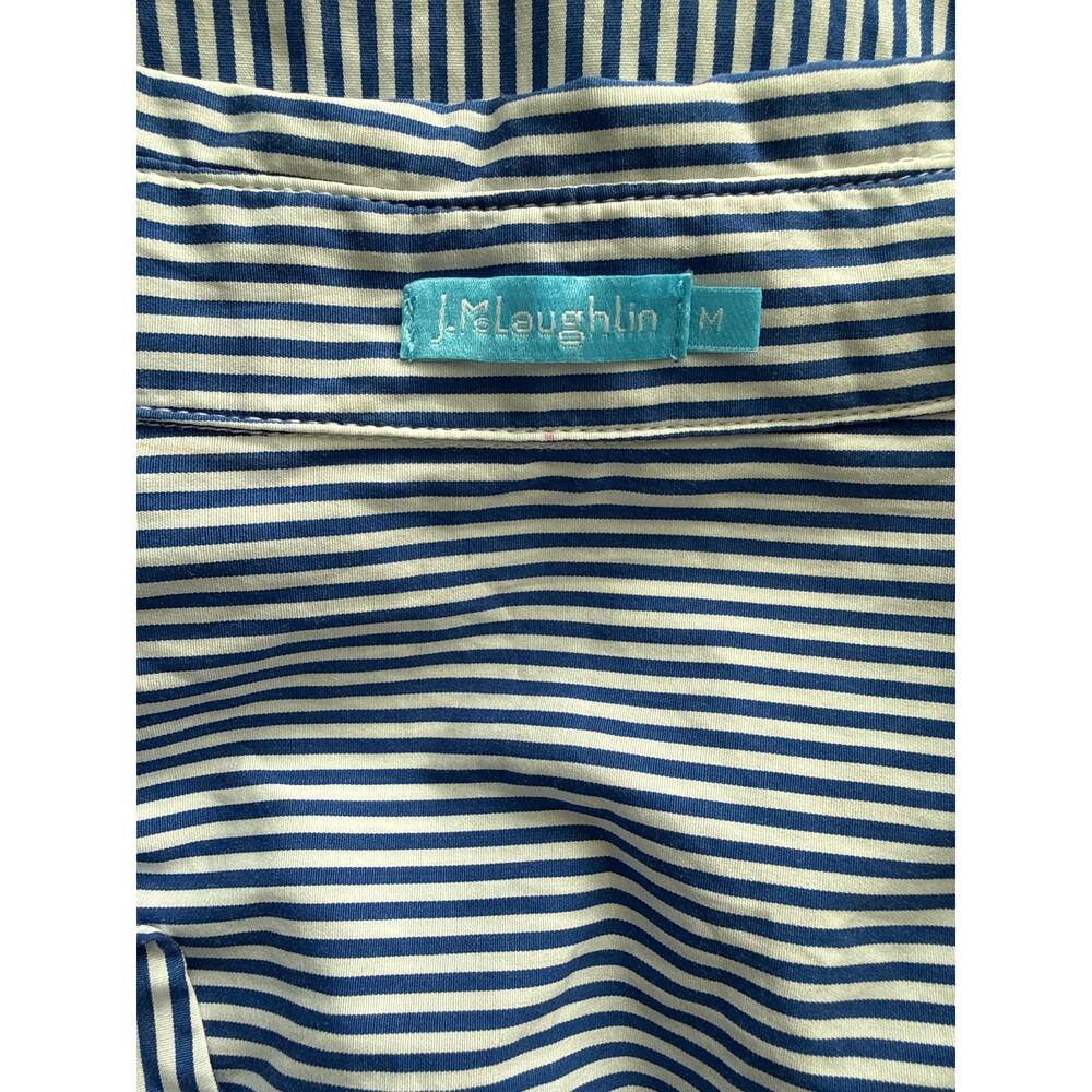 J. McLaughlin Millbury White & Navy Striped Poplin Dress Pockets Size Medium - Picture 8 of 11